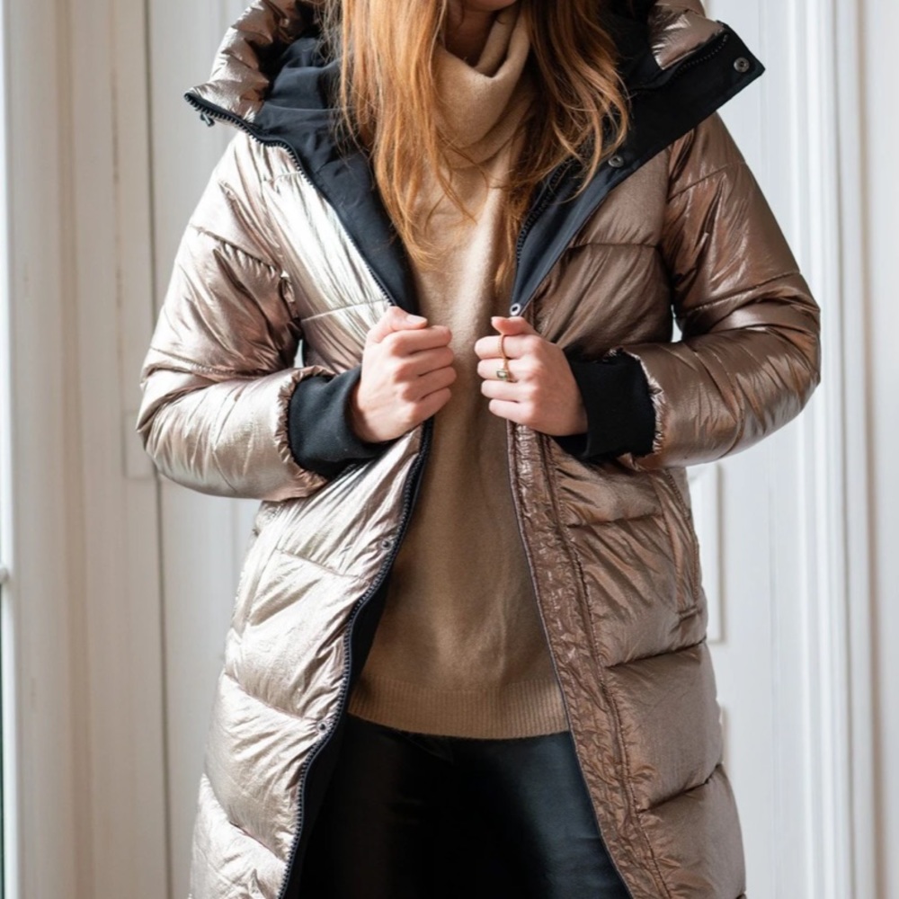 Emy puffer jacket - reversible golden and black coat